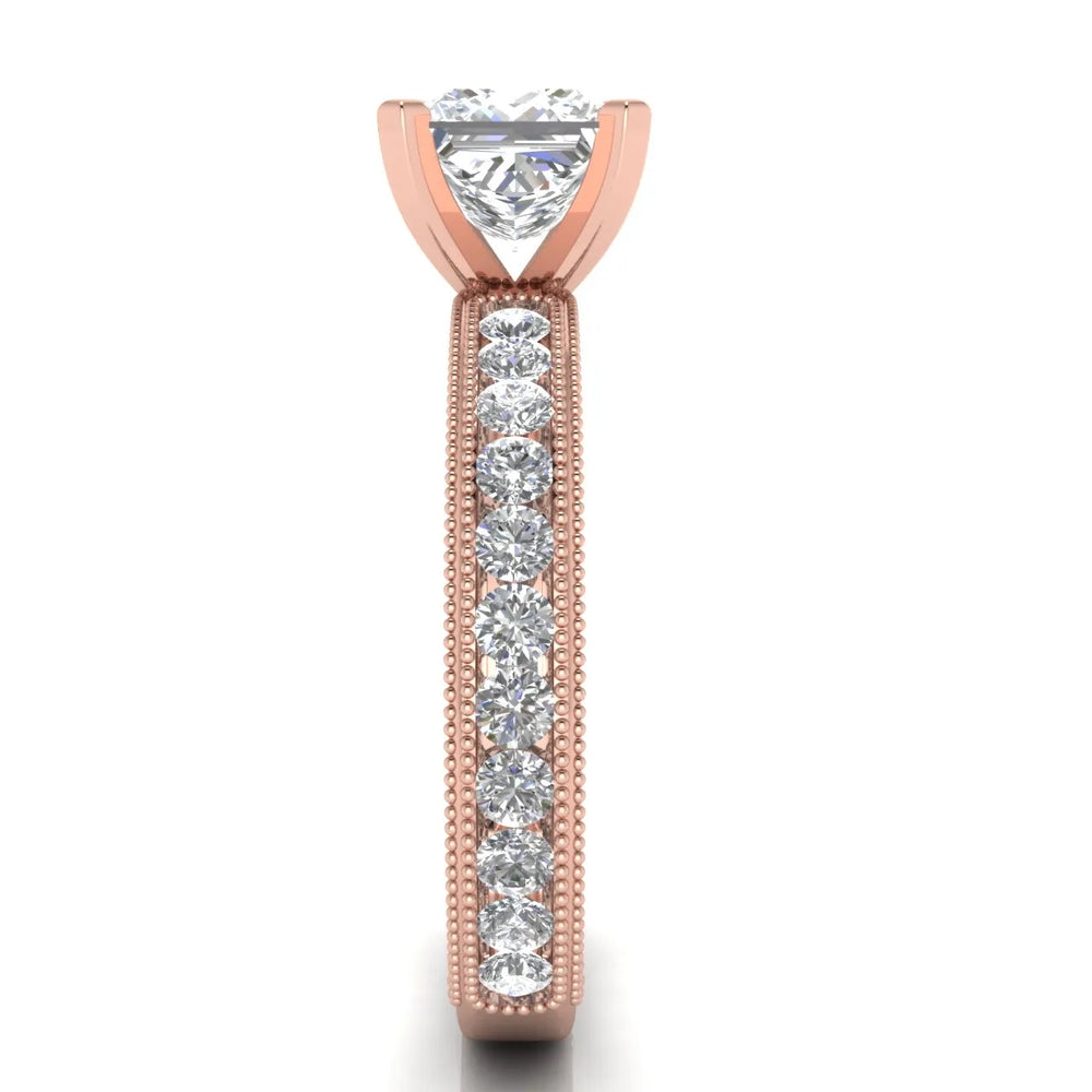 Vintage Milgrain Accent Solitaire Ring