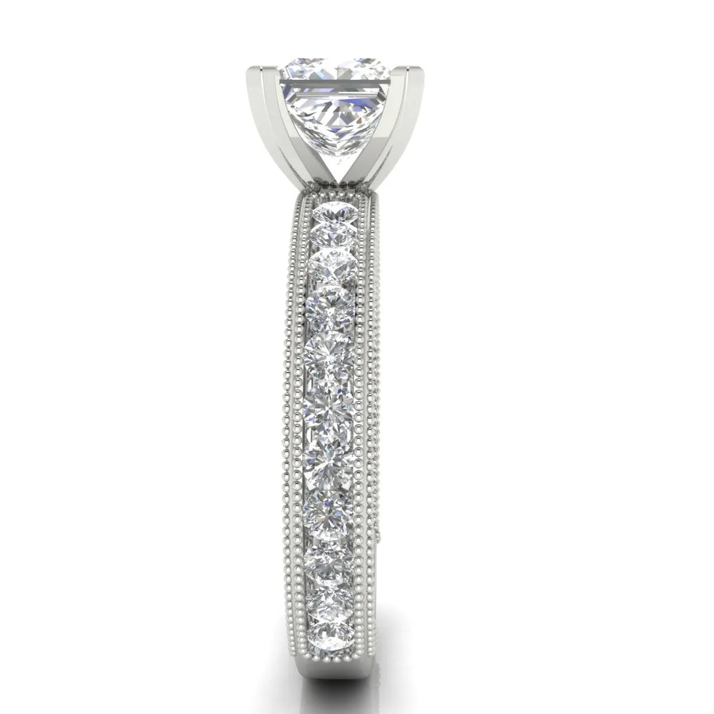 Vintage Milgrain Accent Solitaire Ring
