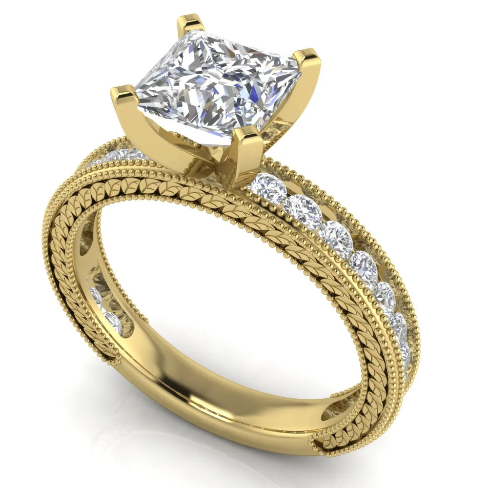 Vintage Milgrain Accent Solitaire Ring