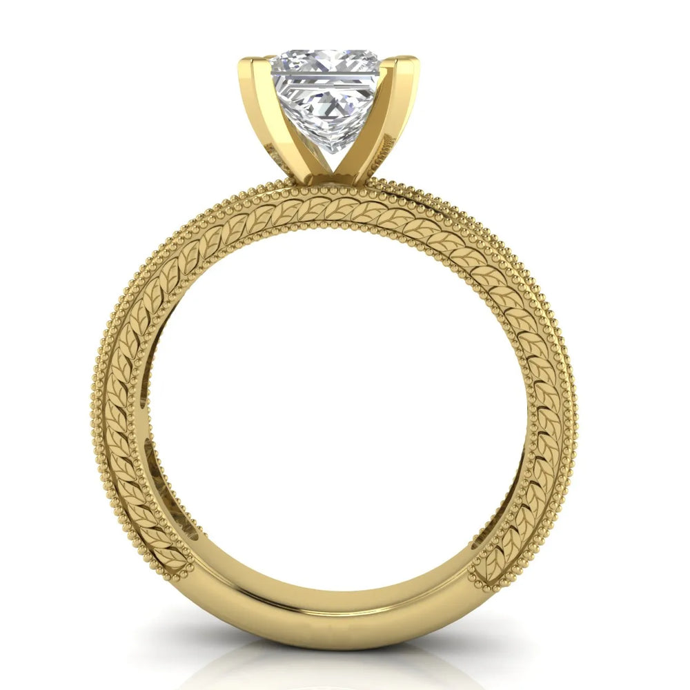 Vintage Milgrain Accent Solitaire Ring