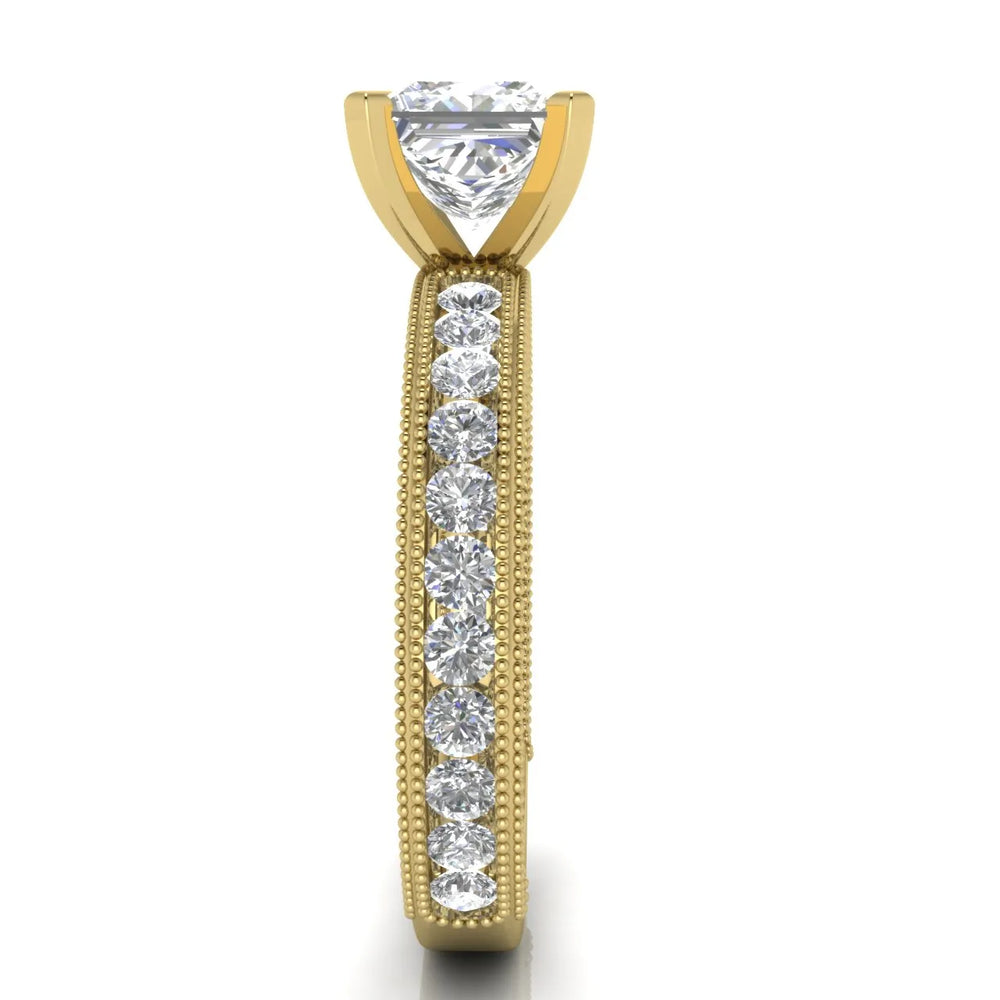 Vintage Milgrain Accent Solitaire Ring