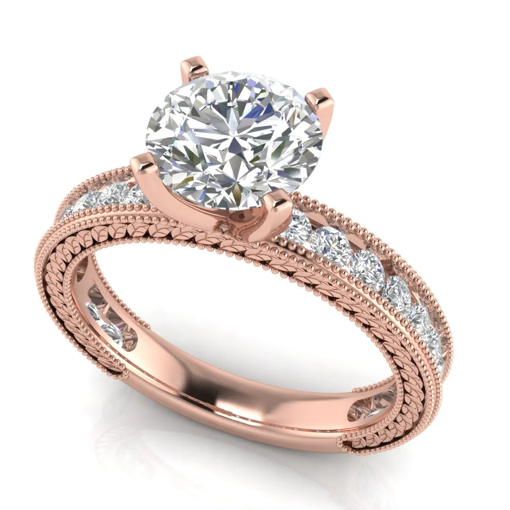 Vintage Milgrain Accent Solitaire Ring