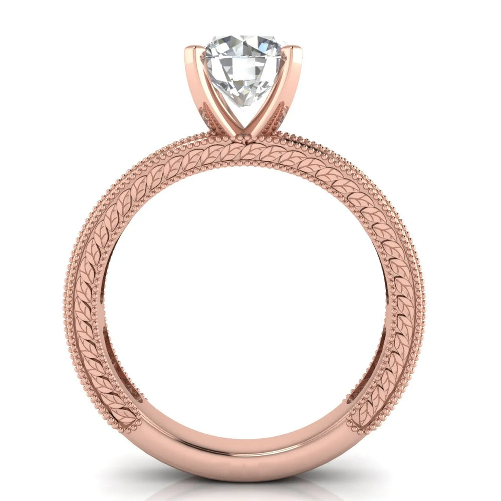 Vintage Milgrain Accent Solitaire Ring