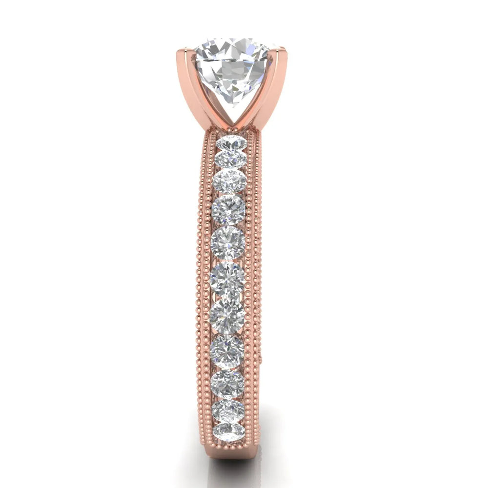 Vintage Milgrain Accent Solitaire Ring