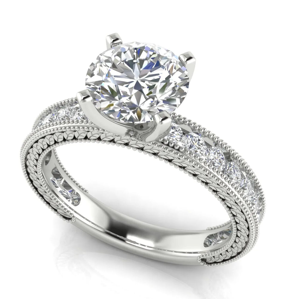 Vintage Milgrain Accent Solitaire Ring