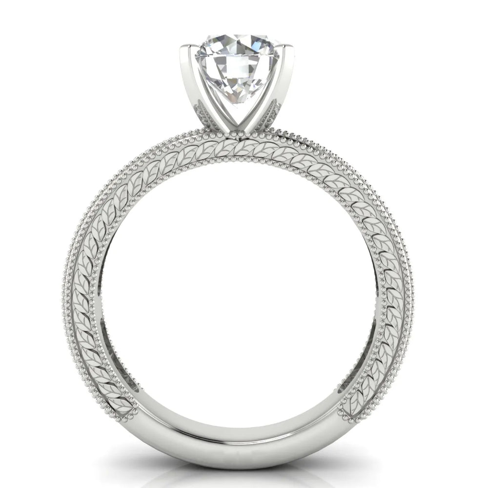Vintage Milgrain Accent Solitaire Ring