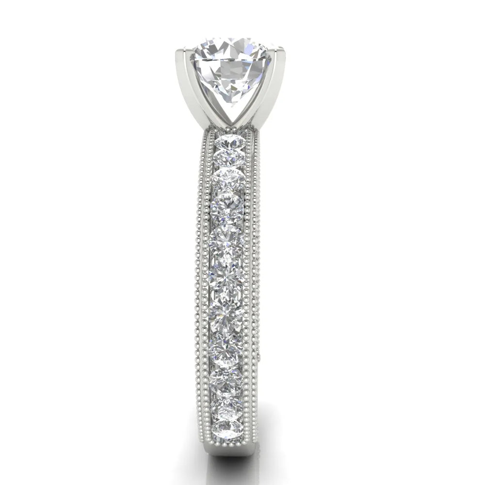 Vintage Milgrain Accent Solitaire Ring