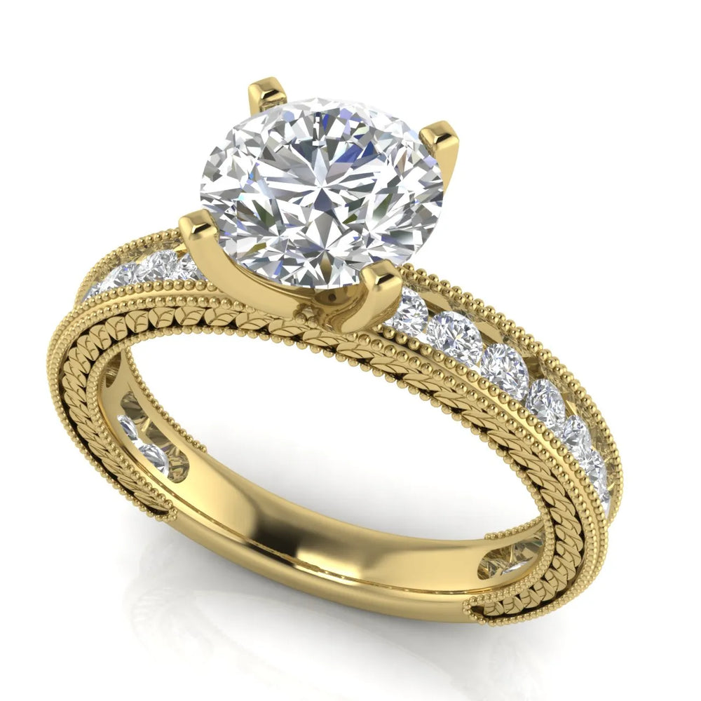 Vintage Milgrain Accent Solitaire Ring
