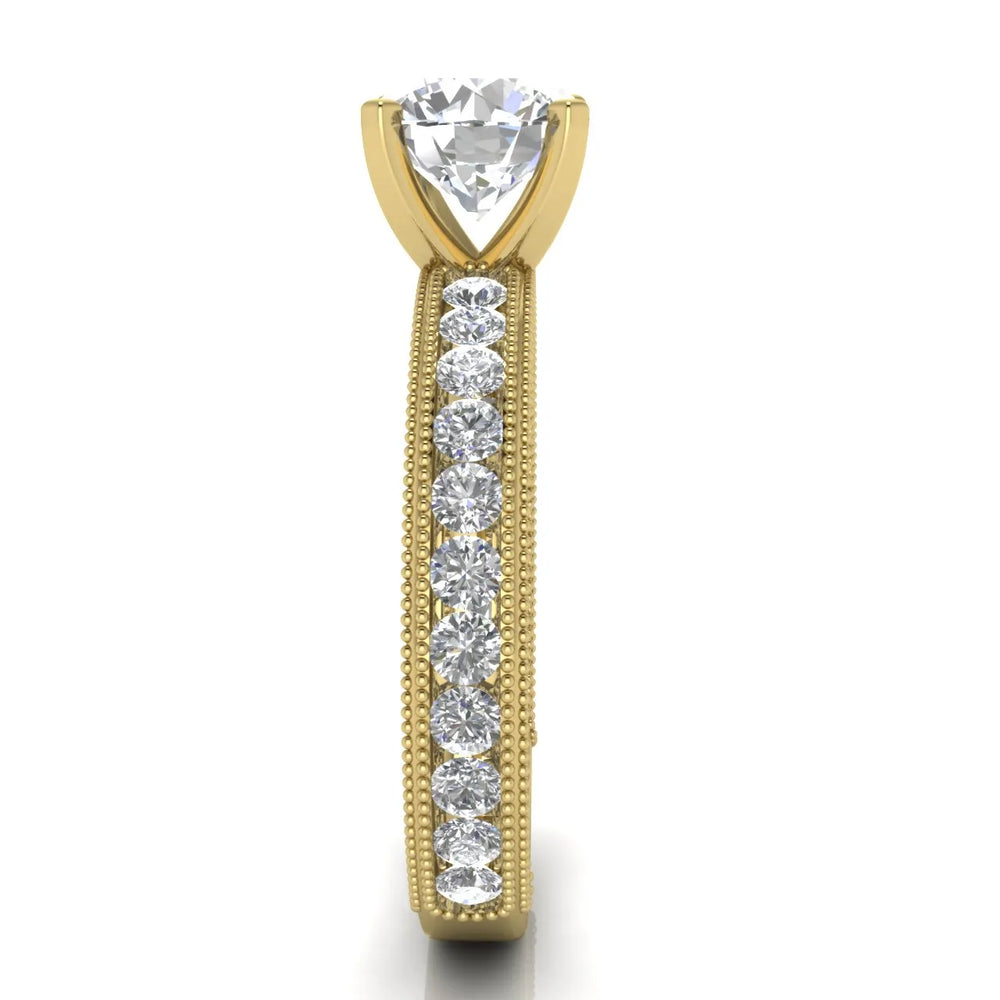 Vintage Milgrain Accent Solitaire Ring