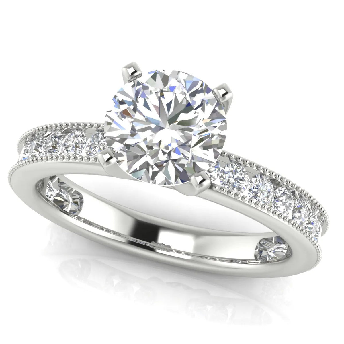 Vintage-Inspired Accent Solitaire Ring – Round (925 Sterling Silver)