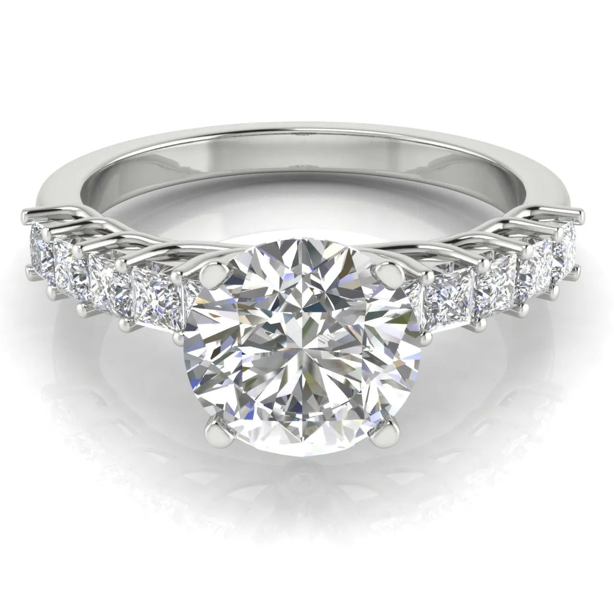 Vintage-Inspired Accent Engagement Ring – Round (925 Sterling Silver)