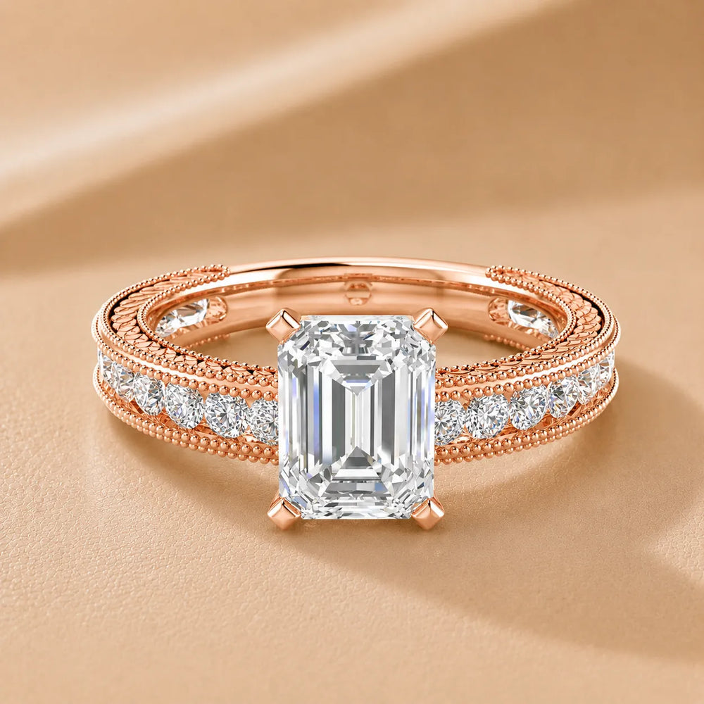 Vintage Milgrain Accent Solitaire Ring