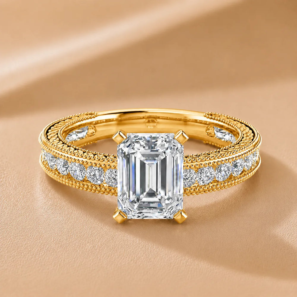 Vintage Milgrain Accent Solitaire Ring