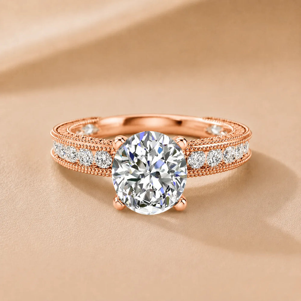 Vintage Milgrain Accent Solitaire Ring