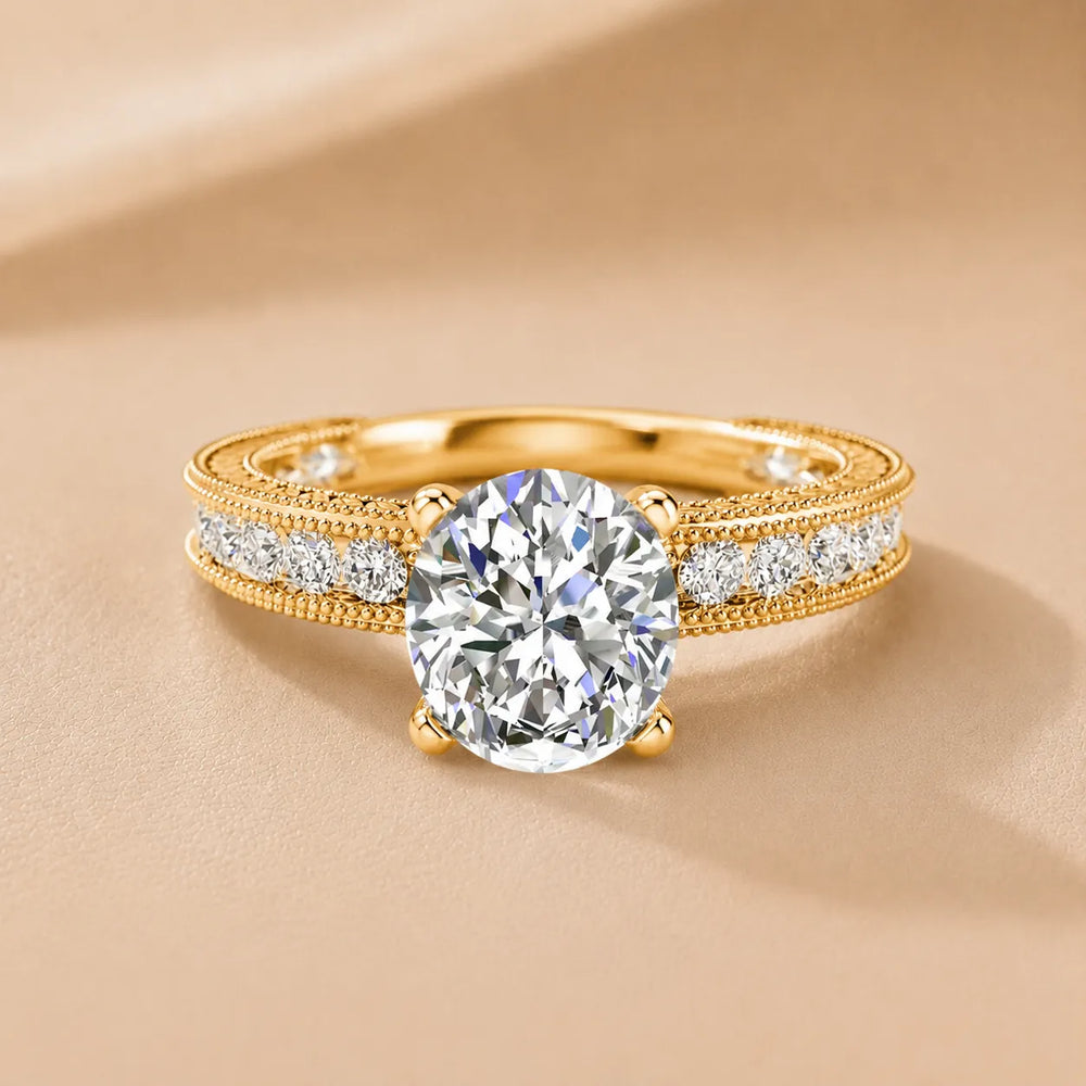 Vintage Milgrain Accent Solitaire Ring