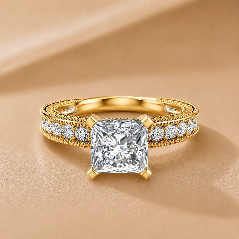 Vintage Milgrain Accent Solitaire Ring