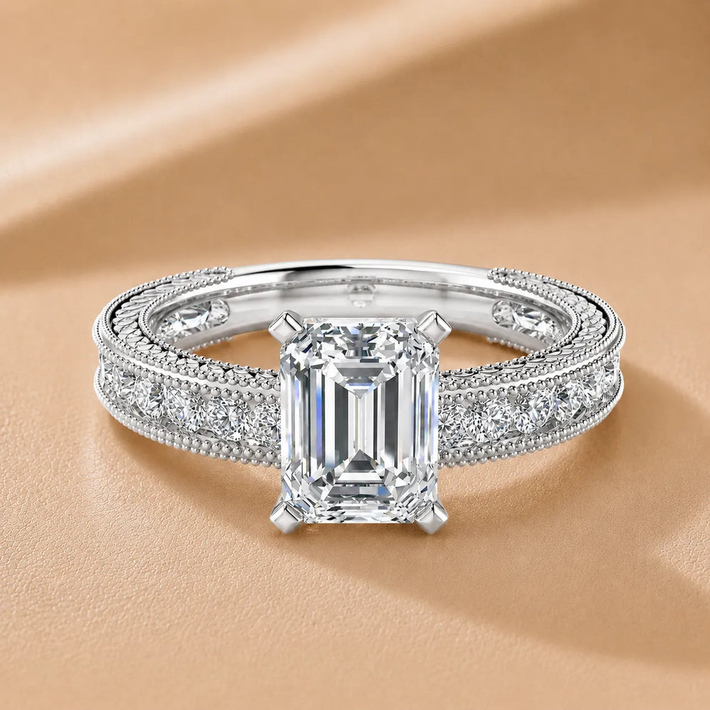 Vintage Milgrain Accent Solitaire Ring