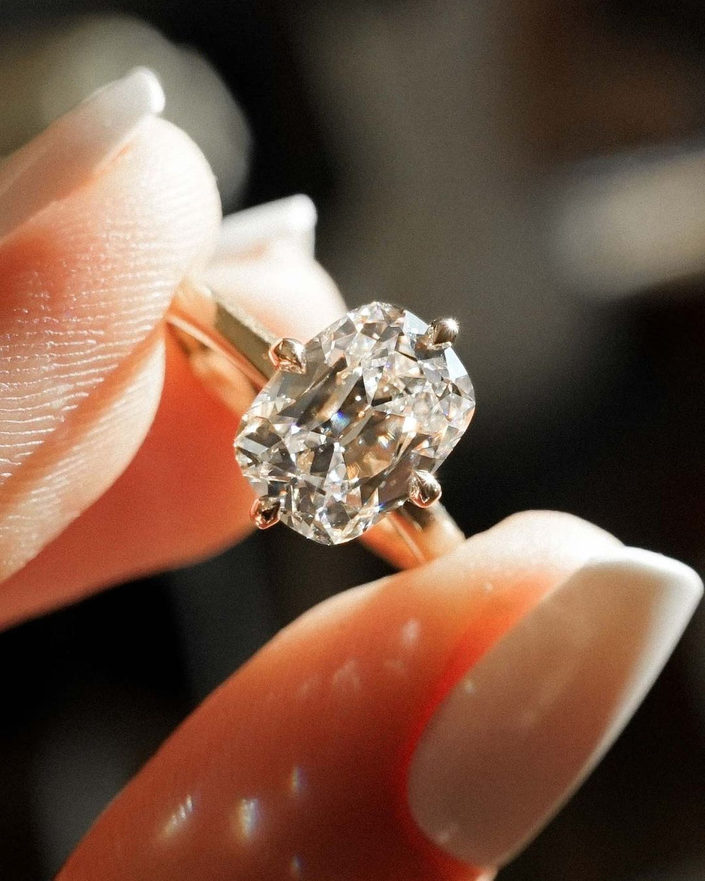 Old Mine Cushion Cut Labgrown Engagement Ring