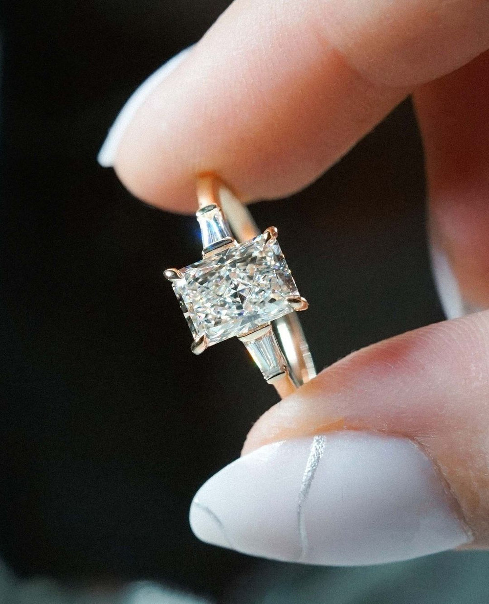 Three Stone Radiant Cut Labgrown Engagement Ring
