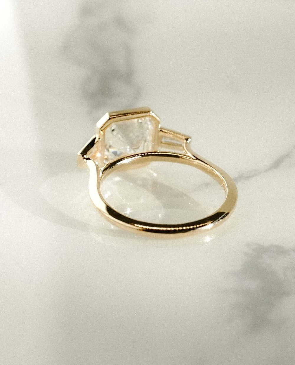 Bezel Set Asscher Cut Labgrown Engagement Ring