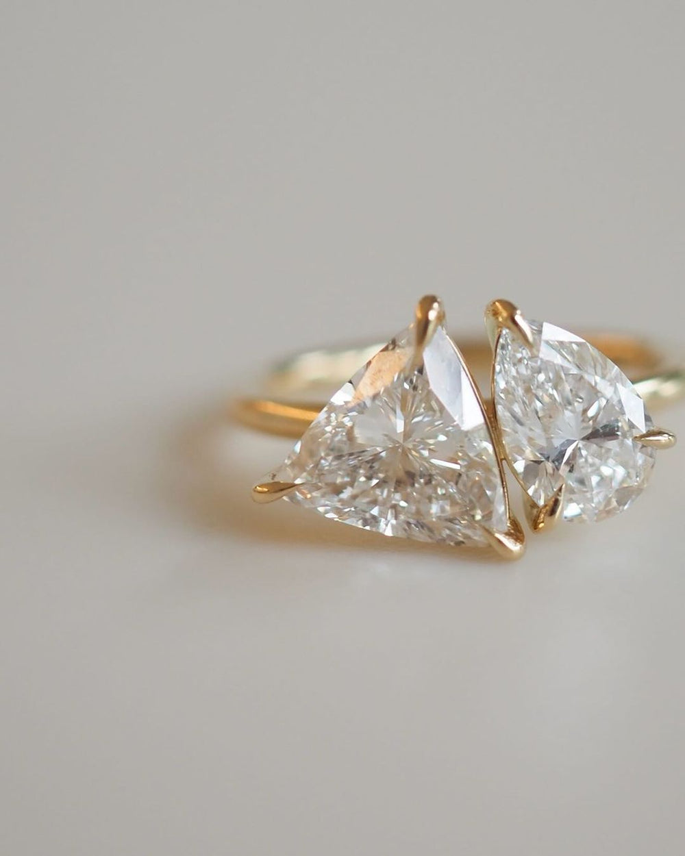 Pear & Trillion Elongated Pear Cut Labgrown Engagement Ring