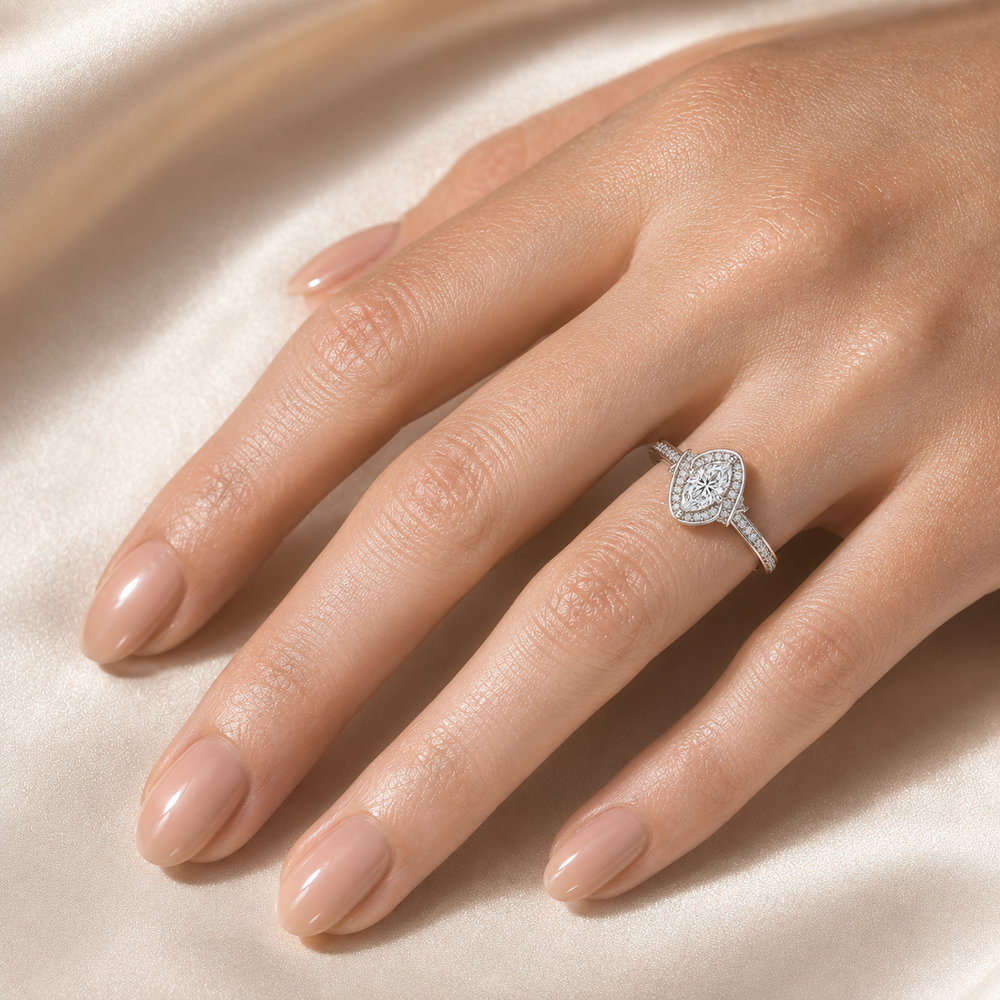 Whisper of Love Ring with Halo Setting