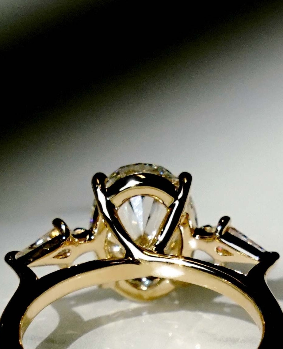 Three Stone Oval Cut Labgrown Engagement Ring