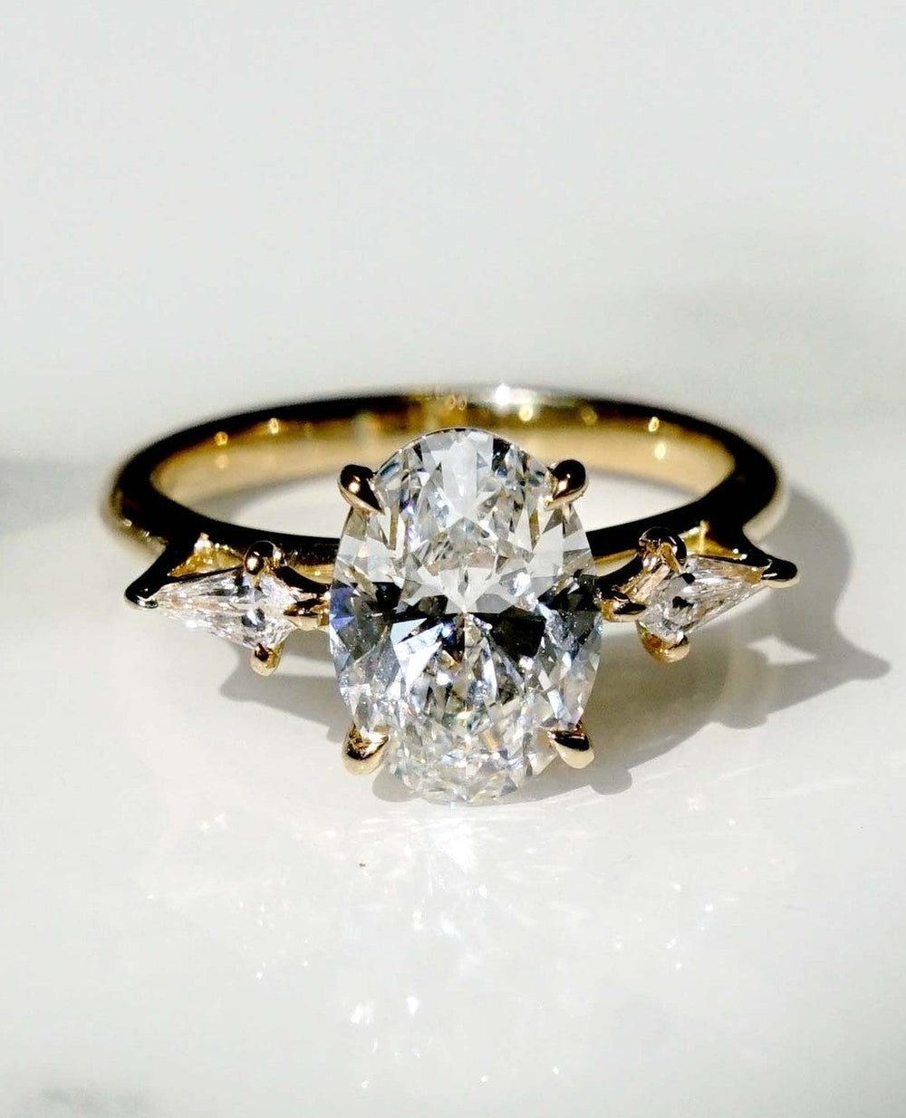 Three Stone Oval Cut Labgrown Engagement Ring