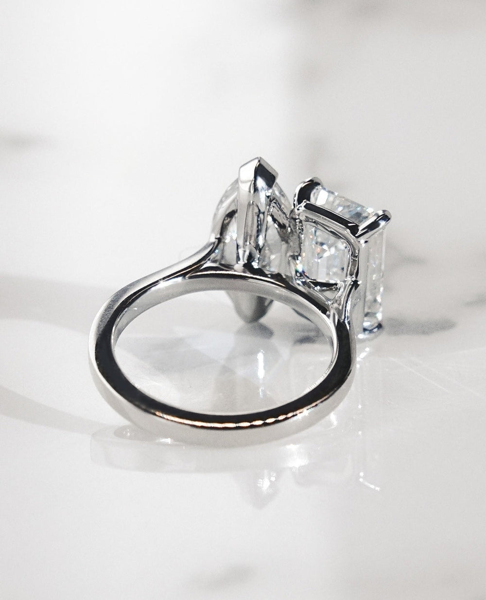Toi Et Moi Marquise & Emerald Cut Labgrown Engagement Ring,
