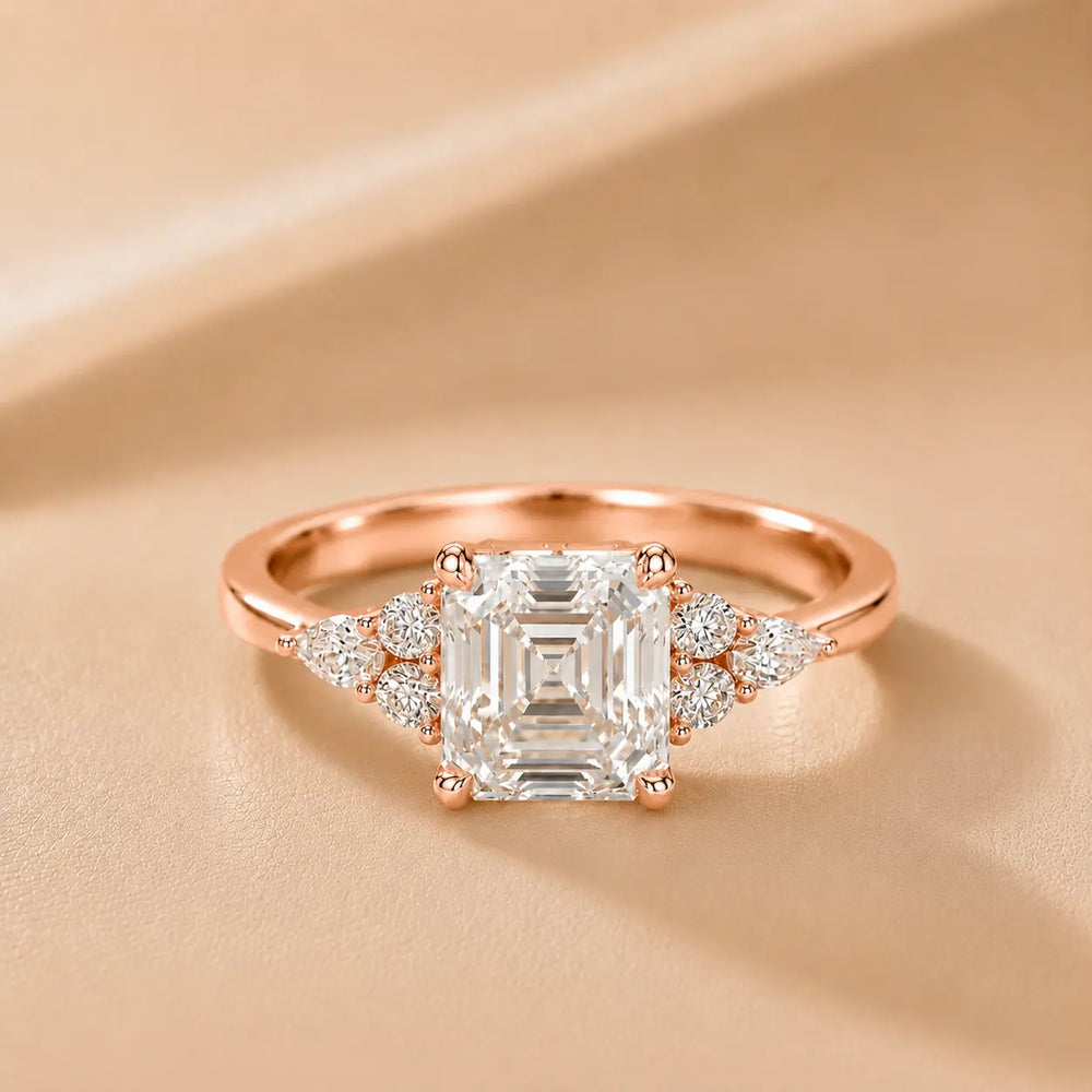 Amelia Three Stone Princess Diamond Engagement Ring