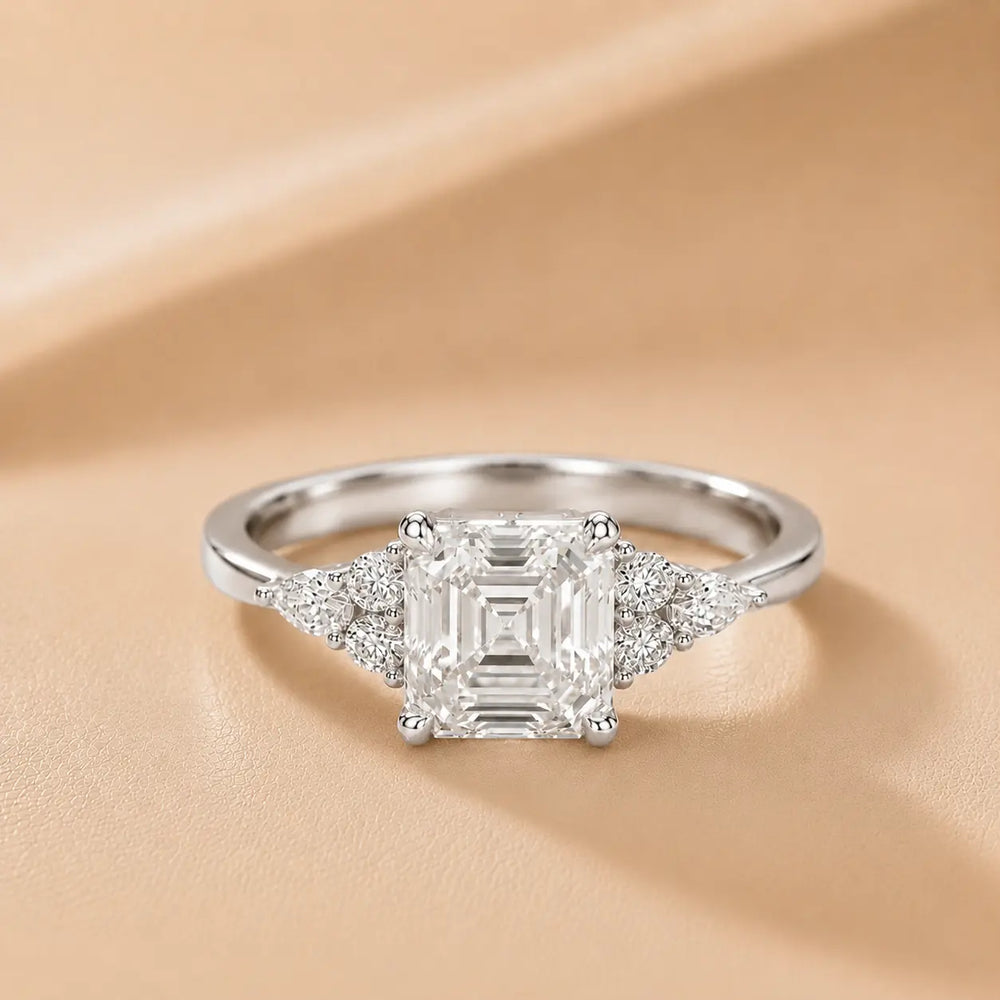 Amelia Three Stone Princess Diamond Engagement Ring