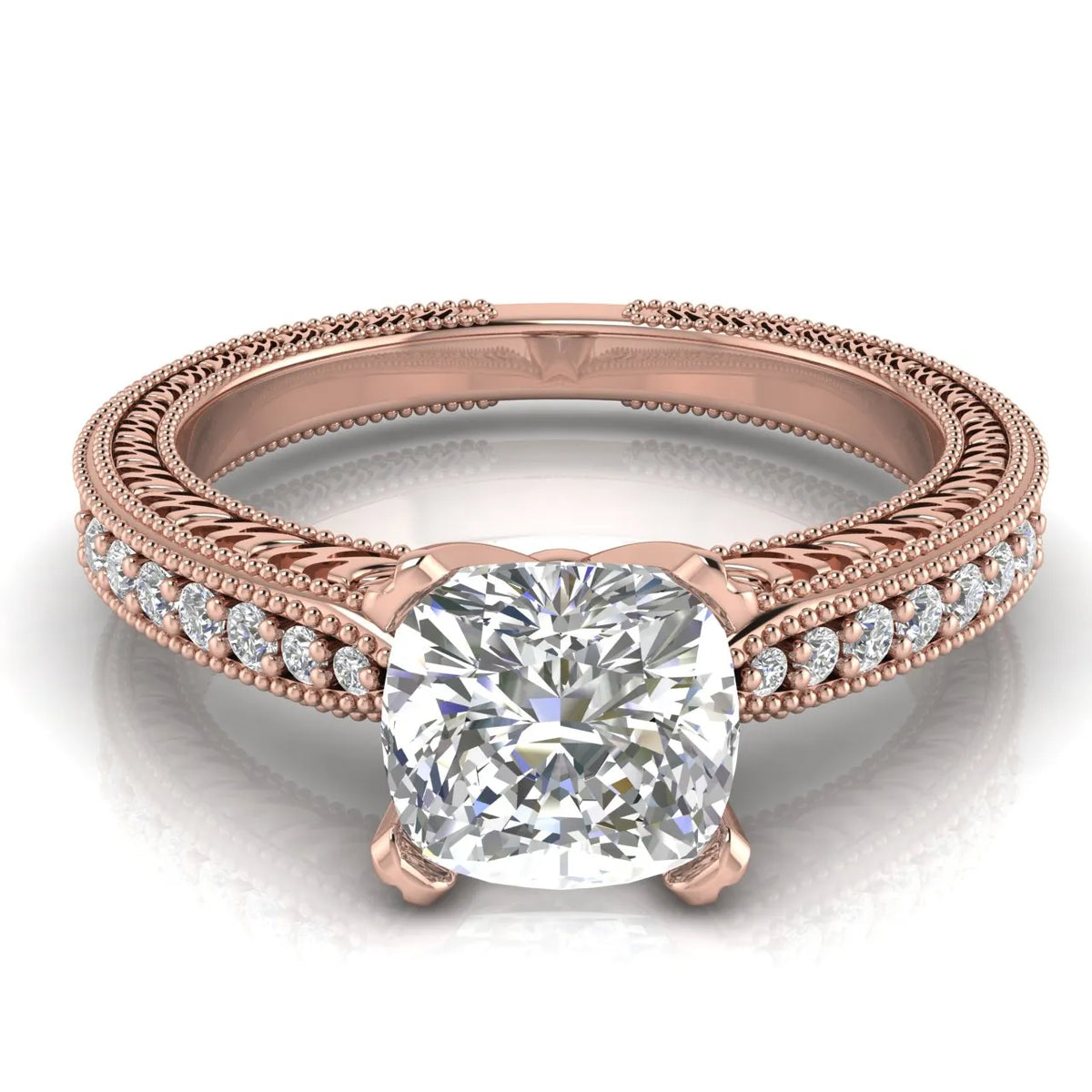 Vintage-Inspired Solitaire Ring with Accent Stones
