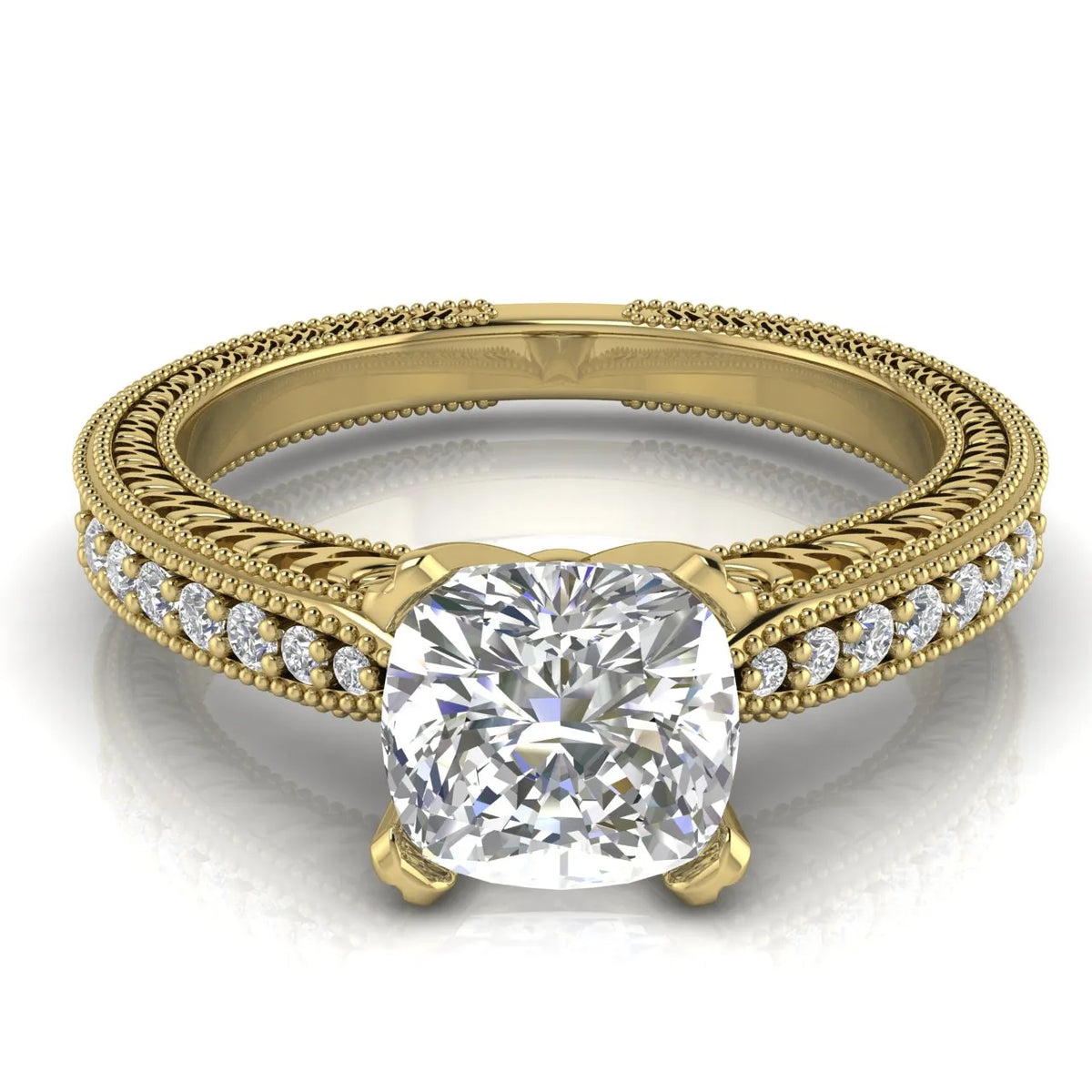 Vintage-Inspired Solitaire Ring with Accent Stones