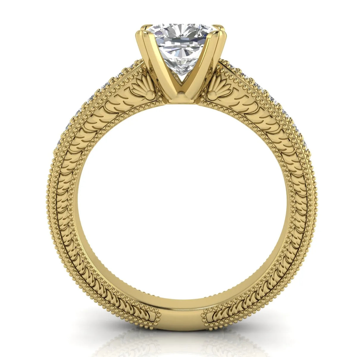 Vintage-Inspired Solitaire Ring with Accent Stones