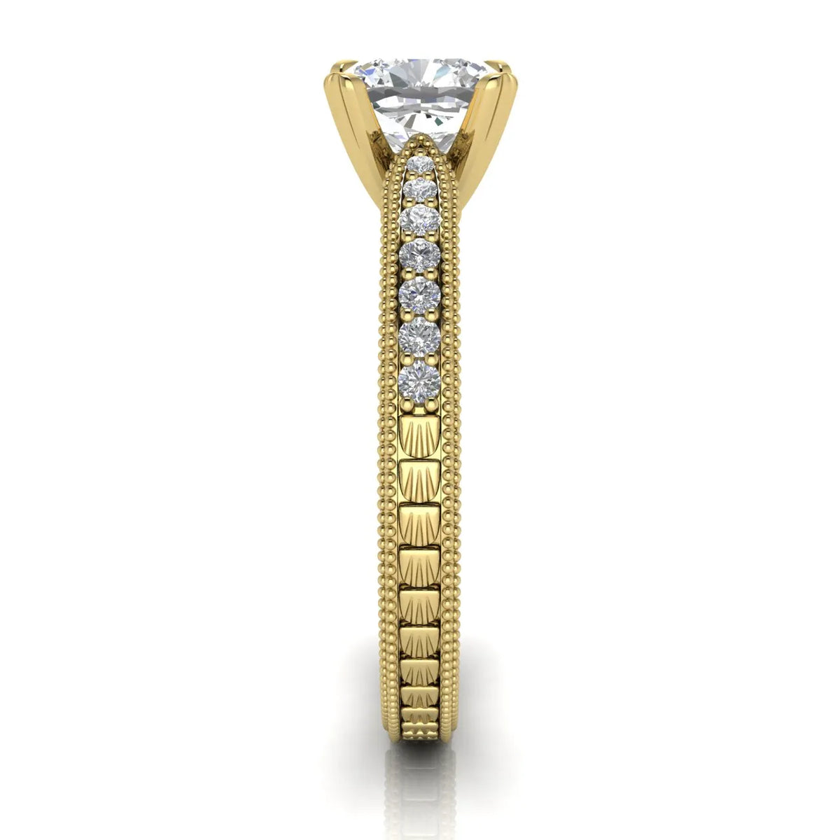 Vintage-Inspired Solitaire Ring with Accent Stones