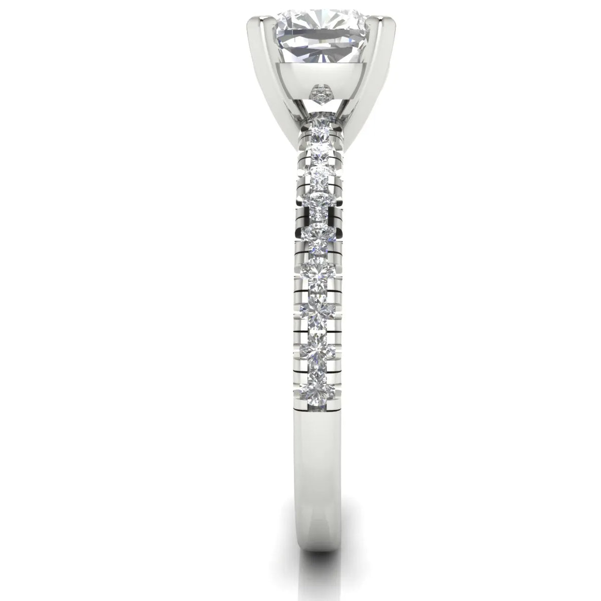 Delicate Pavé Accent Solitaire Ring