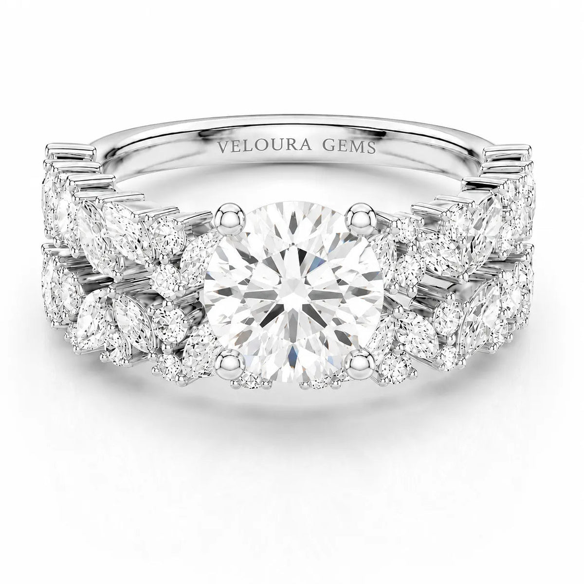 Celestial Symphony Two Step Wear Diamond Ring – (925 Sterling Silver) – Round (925 Sterling Silver)