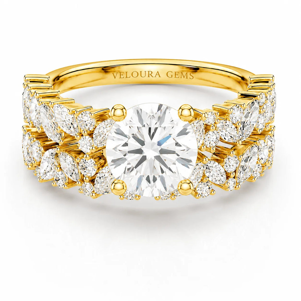 Celestial Symphony Two Step Wear Diamond Ring – Round (14K Yellow Gold)