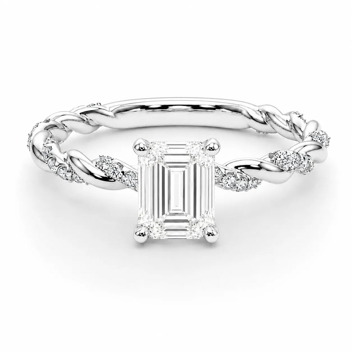 Cushion Cut Twisted Band Engagement Ring