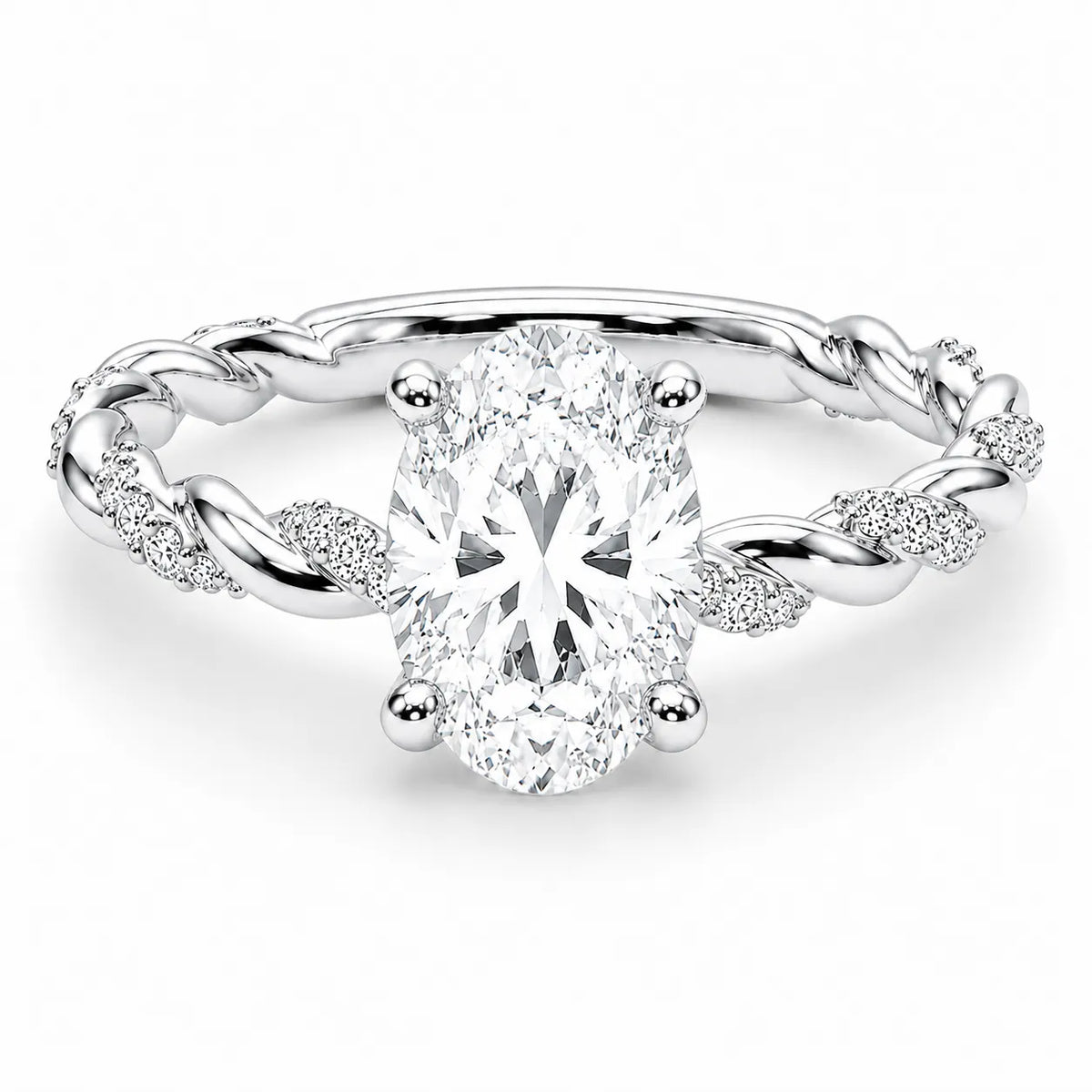 Cushion Cut Twisted Band Engagement Ring