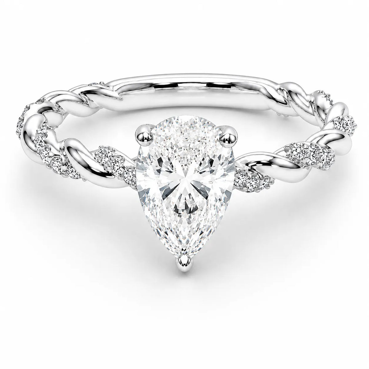 Cushion Cut Twisted Band Engagement Ring