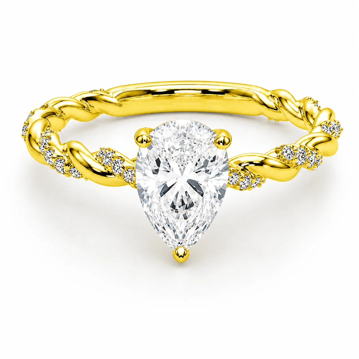 Cushion Cut Twisted Band Engagement Ring
