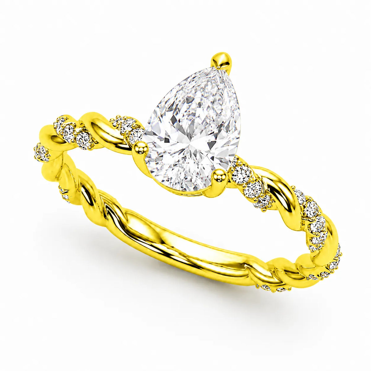 Cushion Cut Twisted Band Engagement Ring