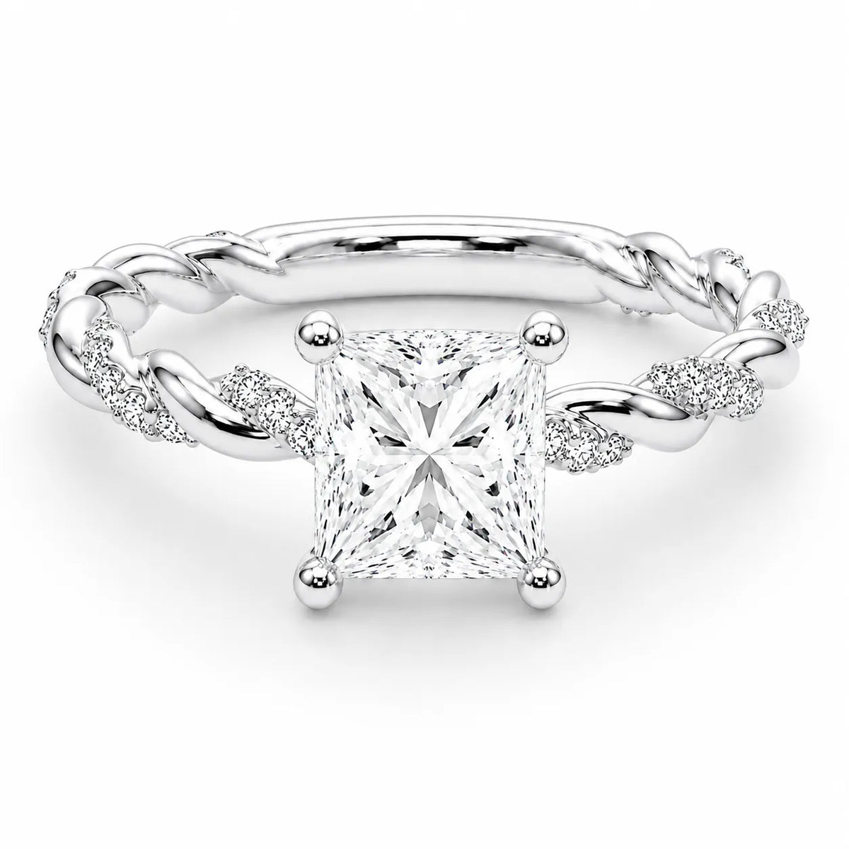 Cushion Cut Twisted Band Engagement Ring
