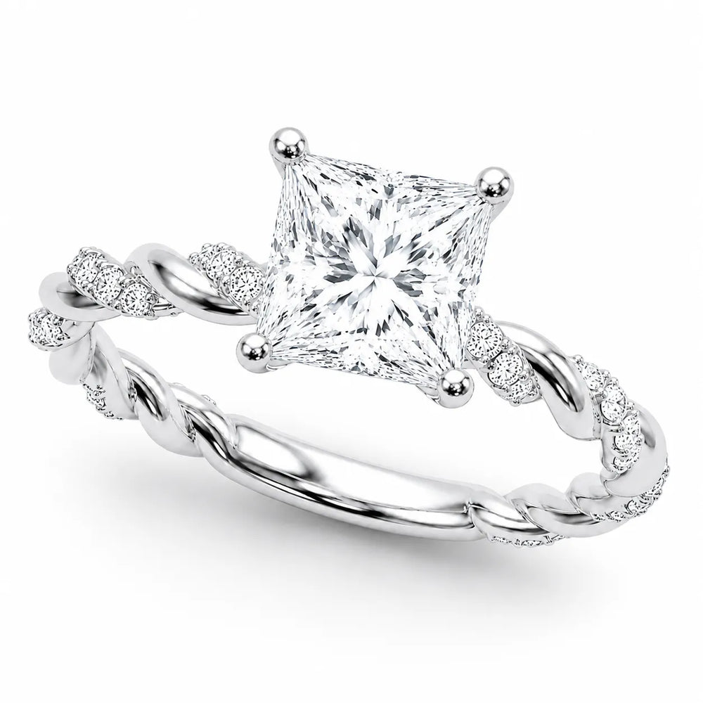 Cushion Cut Twisted Engagement Ring