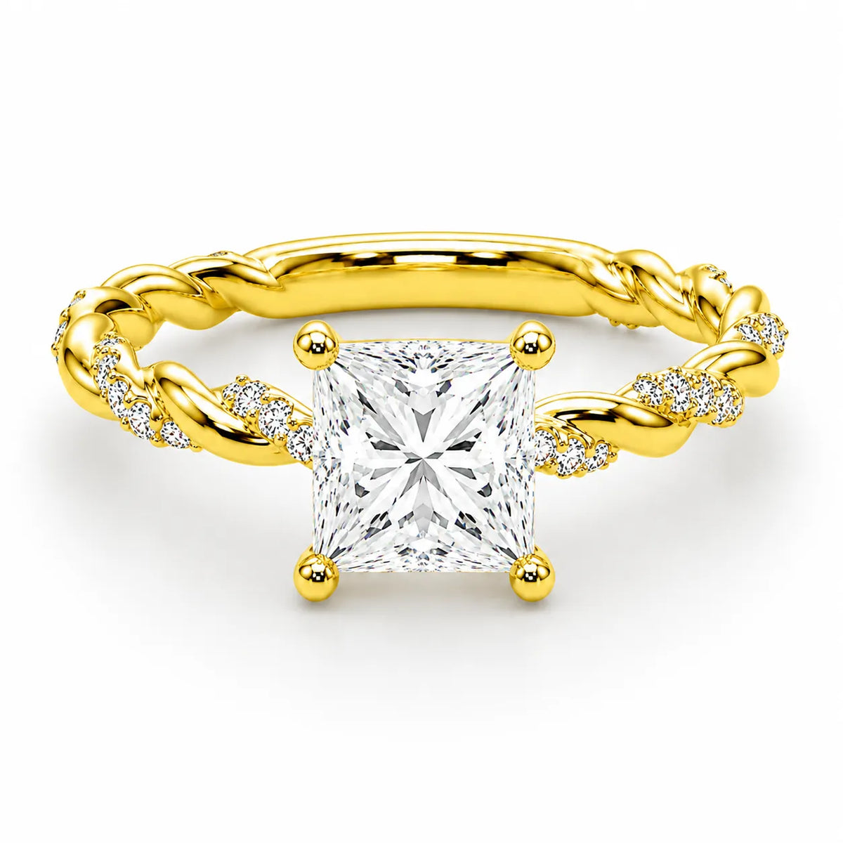 Cushion Cut Twisted Band Engagement Ring