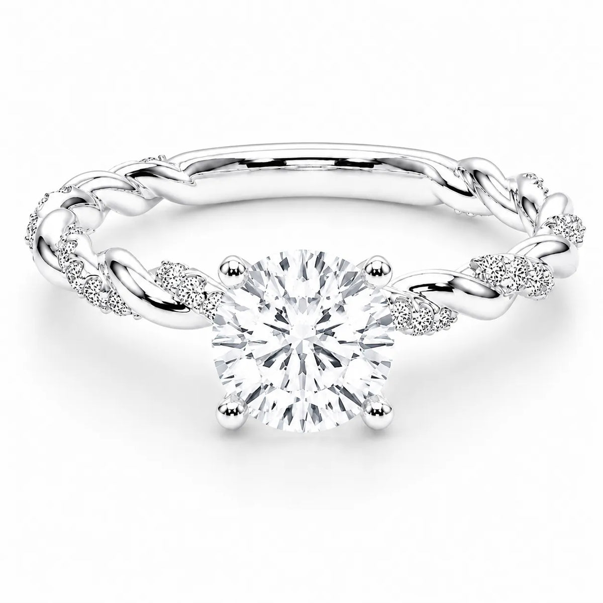 Cushion Cut Twisted Band Engagement Ring