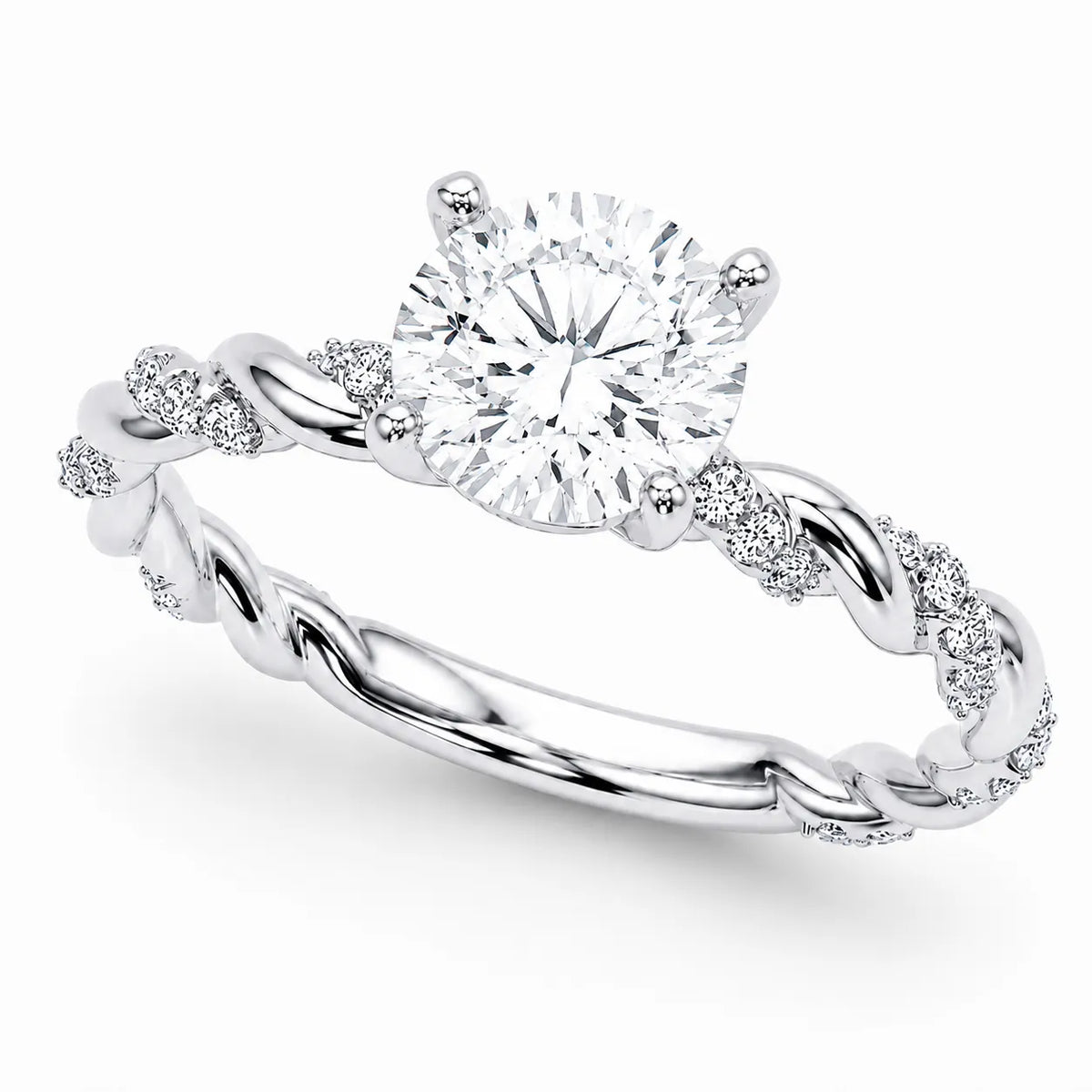 Cushion Cut Twisted Band Engagement Ring