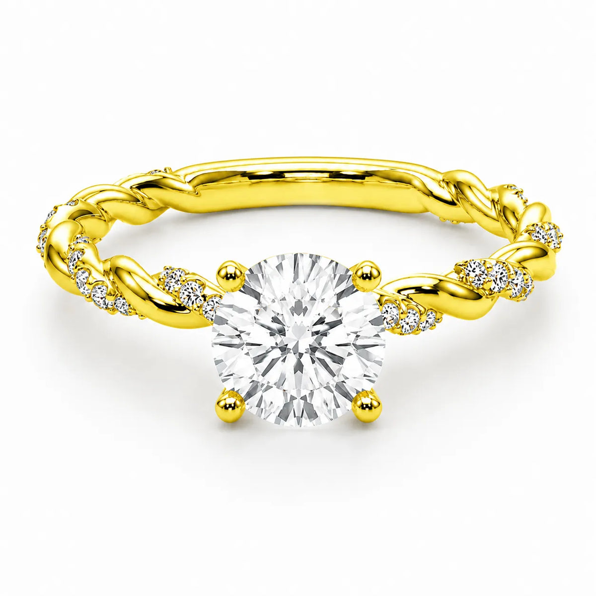 Cushion Cut Twisted Band Engagement Ring