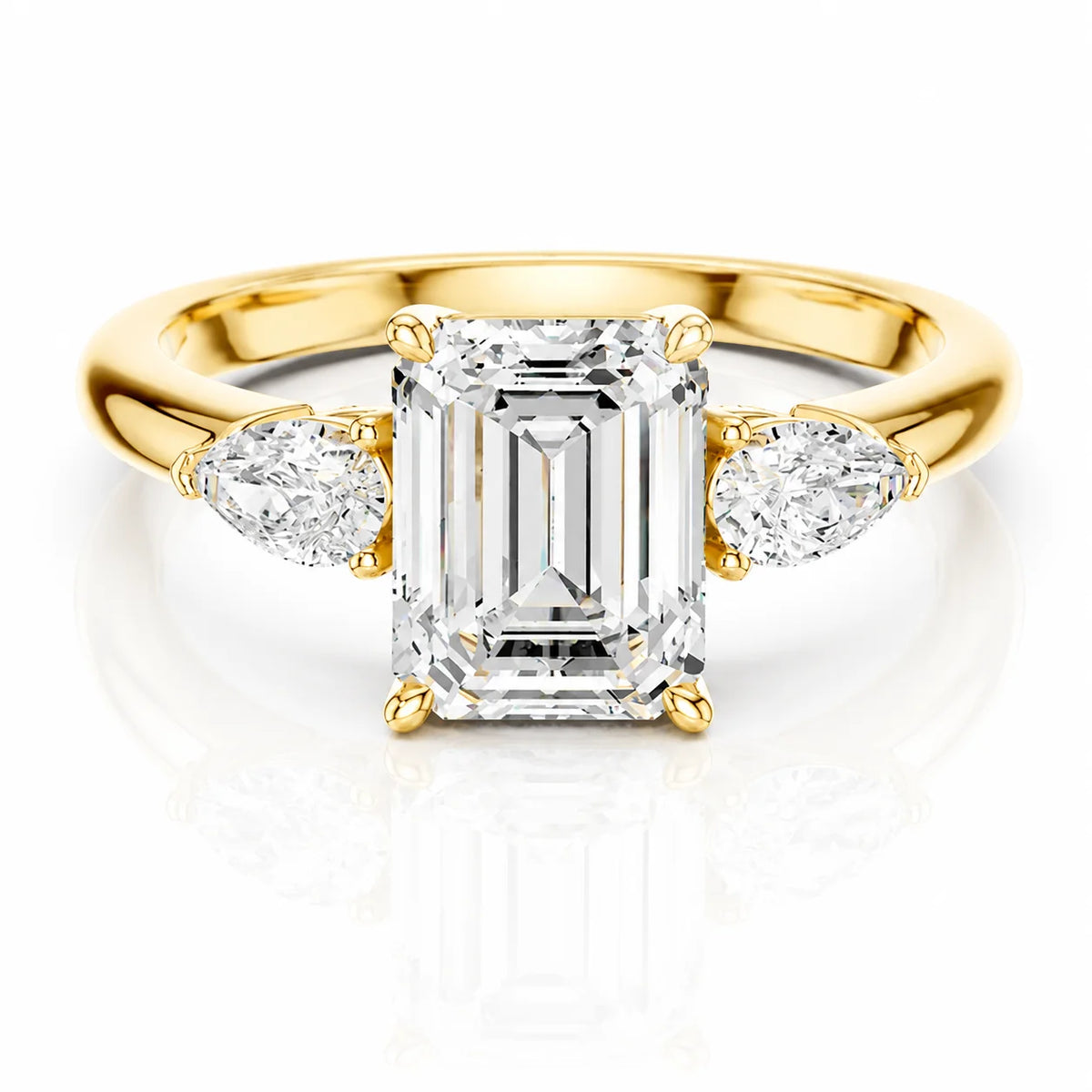 Designer Asscher Diamond Ring with Pear Side Stones